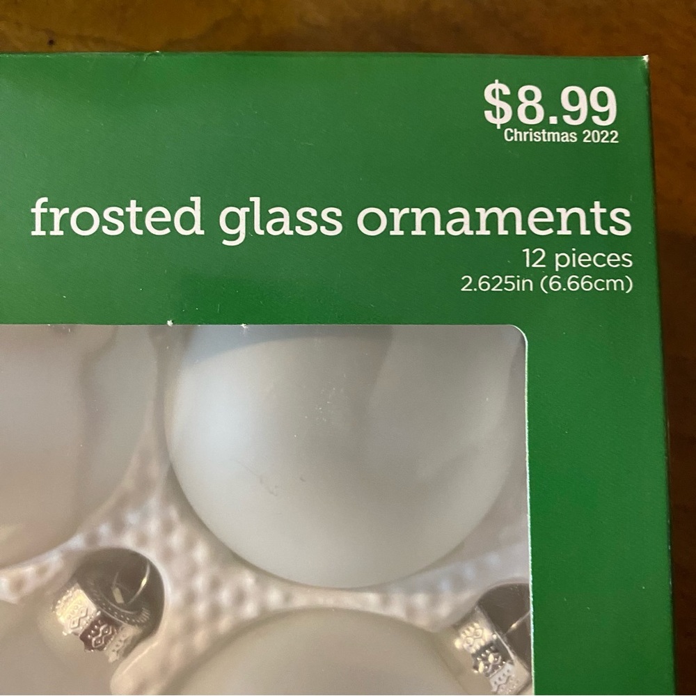 4 packs of 12 Frosted Glass Ornaments - Picture 2 of 2
